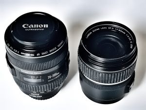 Two Canon camera lenses