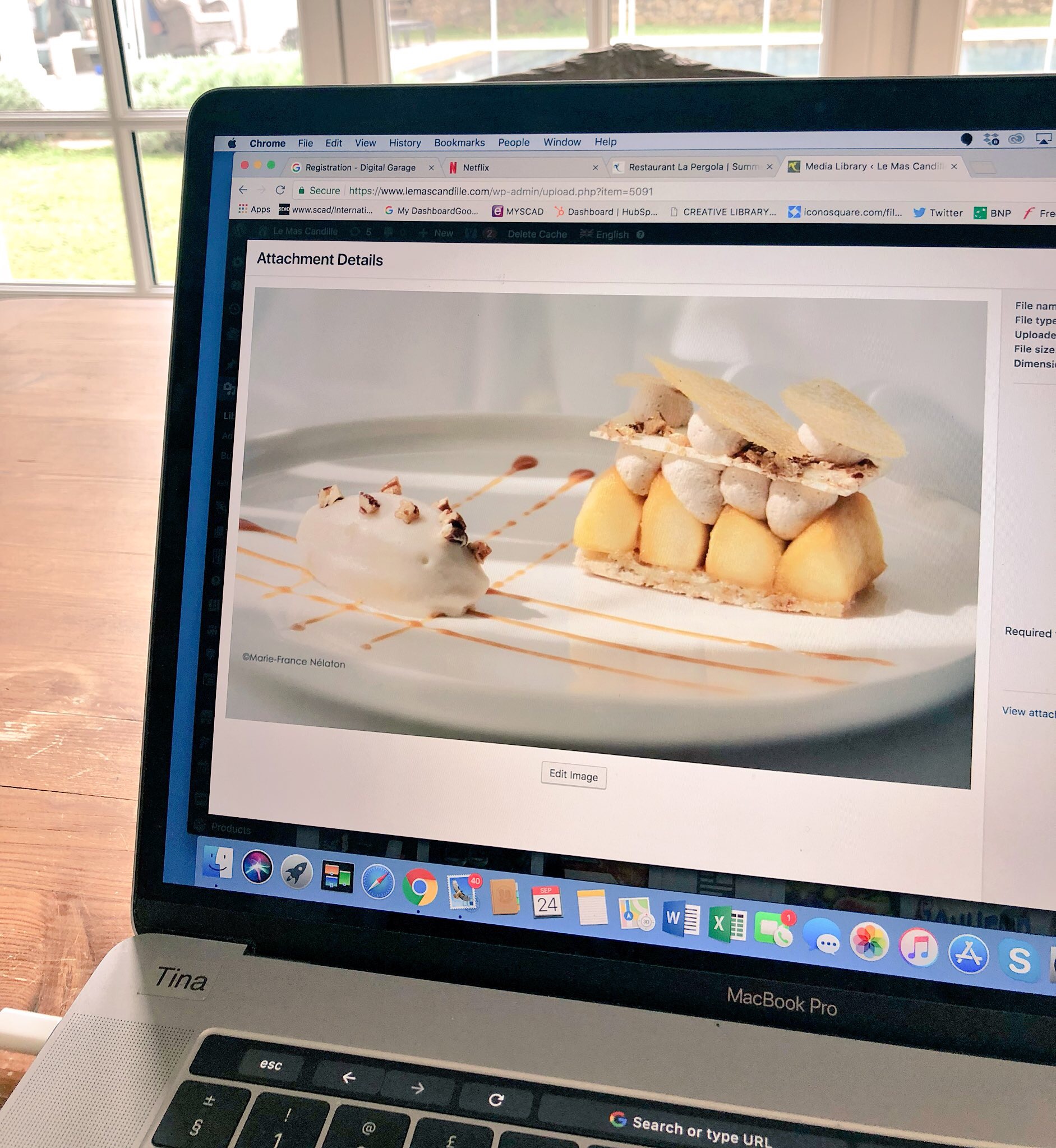 New dessert photo being uploaded to website